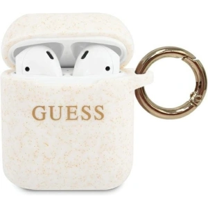 Etui Guess GUACCSILGLWH Apple AirPods cover biały/white Silicone Glitter