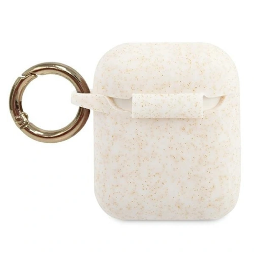 Etui Guess GUACCSILGLWH Apple AirPods cover biały/white Silicone Glitter