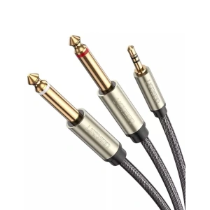 UGREEN AV126 Cable TRS 3.5 mm to 2x TS 6.35 mm - 2m (grey)