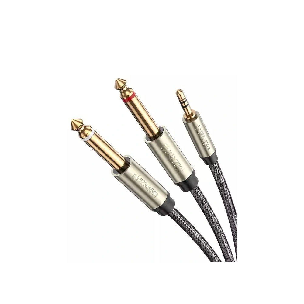 Wholesale UGREEN AV126 Cable TRS 3.5 mm to 2x TS 6.35 mm - 2m (grey) - UGR517GRY - {ean13} - Hurt