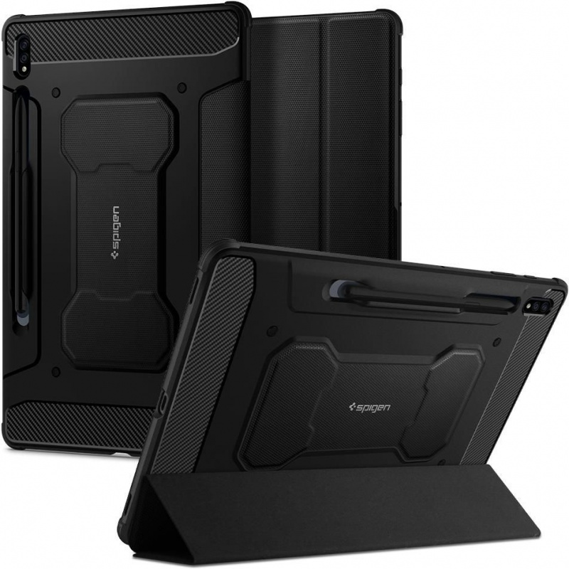 Spigen Distributor - 8809710755833 - SPN1413BLK - Spigen Rugged Armor Pro Samsung Galaxy Tab S7 11 Black - B2B homescreen