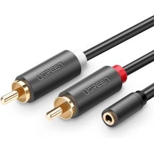 Hurtownia GSM - Przewód UGREEN AV102 2x RCA (Cinch) jack 3.5 mm 1m (czarny) - UGR541BLK - {ean13} - Hurt