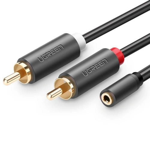Przewód UGREEN AV102 2x RCA (Cinch) jack 3.5 mm 2m (czarny)
