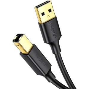 Kabel USB 2.0 A-B UGREEN US135 do drukarki, pozłacany, 2m (czarny)