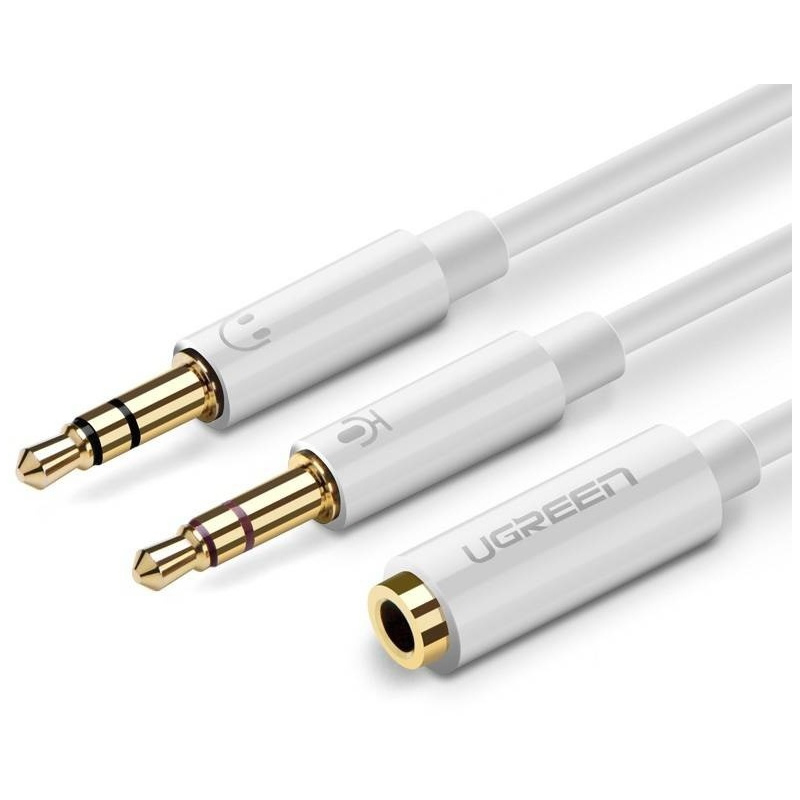 Ugreen Distributor - 6957303828975 - UGR561WHT - UGREEN AV141 3.5mm Female to 2 male audio cable White - B2B homescreen