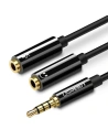 Rozdzielacz audio AUX UGREEN kabel mini jack 3,5 mm (męski) do słuchawki + mikrofon (żeńskie), 20cm - Czarny