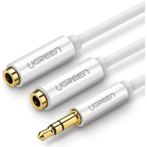 UGREEN AV123 Rozdzielacz audio AUX kabel jack 3,5 mm, 20cm (biały)