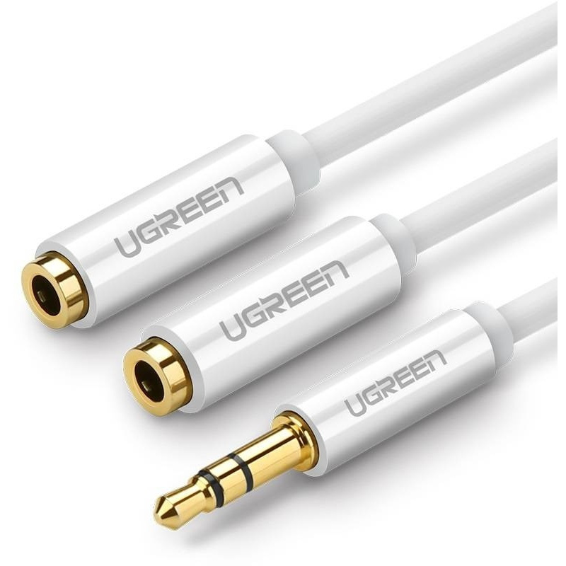 Hurtownia Ugreen - 6957303817801 - UGR575WHT - UGREEN AV123 Rozdzielacz audio AUX kabel jack 3,5 mm, 20cm (biały) - B2B homescreen
