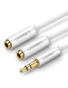 UGREEN AV123 Rozdzielacz audio AUX kabel jack 3,5 mm, 20cm (biały)