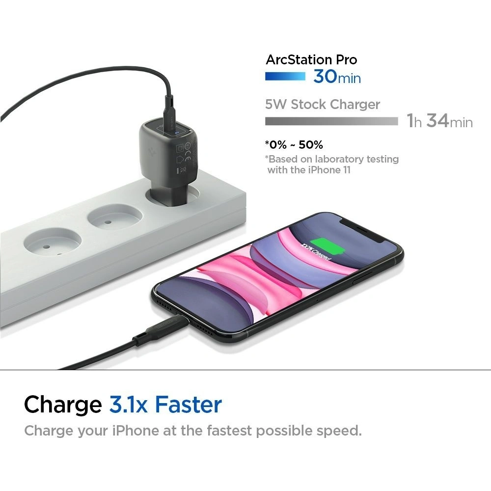 Hurtownia GSM - Ładowarka sieciowa Spigen PE2009EU PowerArc ArcStation Pro Wall Charger PD 20W 3A Black - SPN1417BLK - {ean13} - Hurt