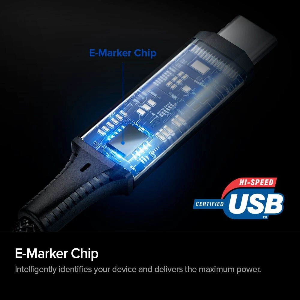 Wholesale Spigen PowerArc PB1800 USB-C Cable PD 100W 2A 1m Black - SPN1419BLK - {ean13} - Hurt
