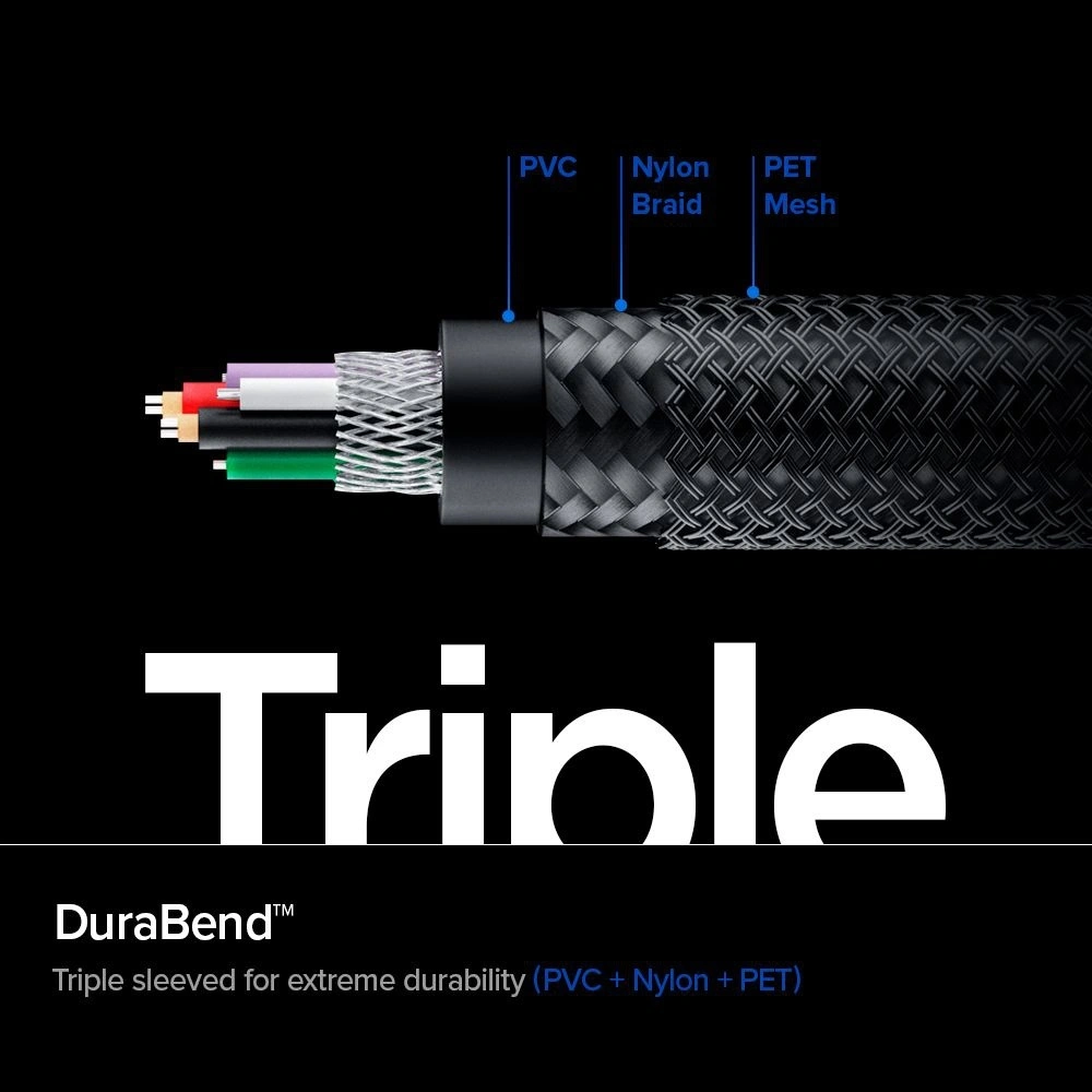 Wholesale Spigen PowerArc PB1800 USB-C Cable PD 100W 2A 1m Black - SPN1419BLK - {ean13} - Hurt