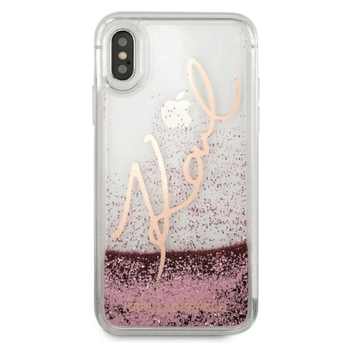 Etui Karl Lagerfeld KLHCPXTRKSRG Apple iPhone X/XS różowo-złoty/rose gold Glitter Signature