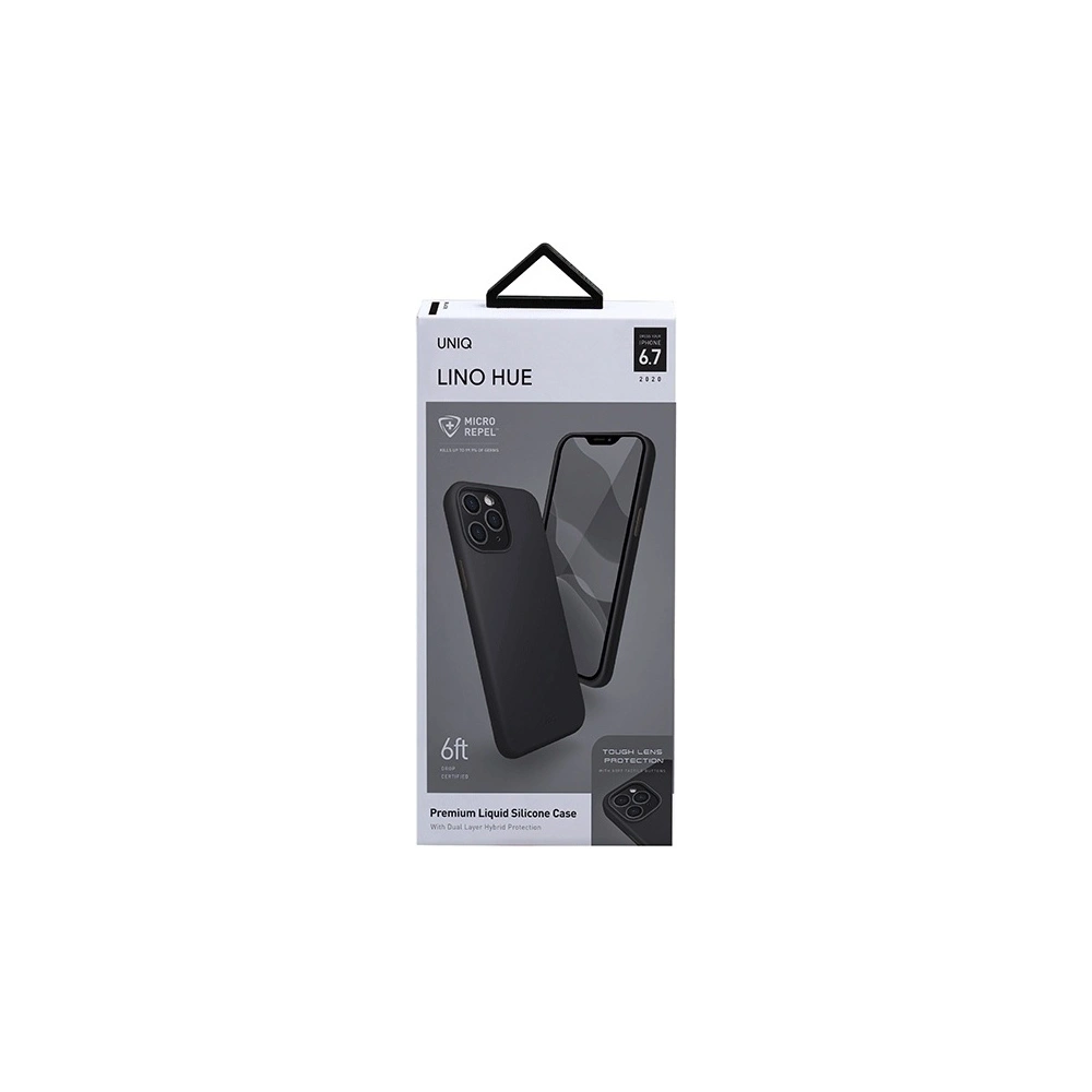 Hurtownia GSM - Etui UNIQ Lino Hue Apple iPhone 12 Pro Max czarny/ink black Antimicrobial - UNIQ333BLK - {ean13} - Hurt
