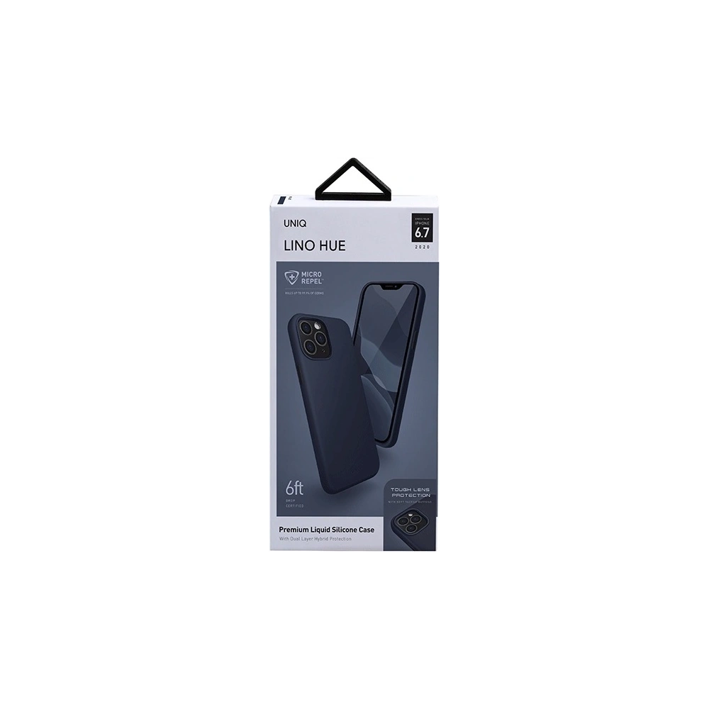 Hurtownia GSM - Etui UNIQ Lino Hue Apple iPhone 12 Pro Max niebieski/marine blue Antimicrobial - UNIQ334BLU - {ean13} - Hurt