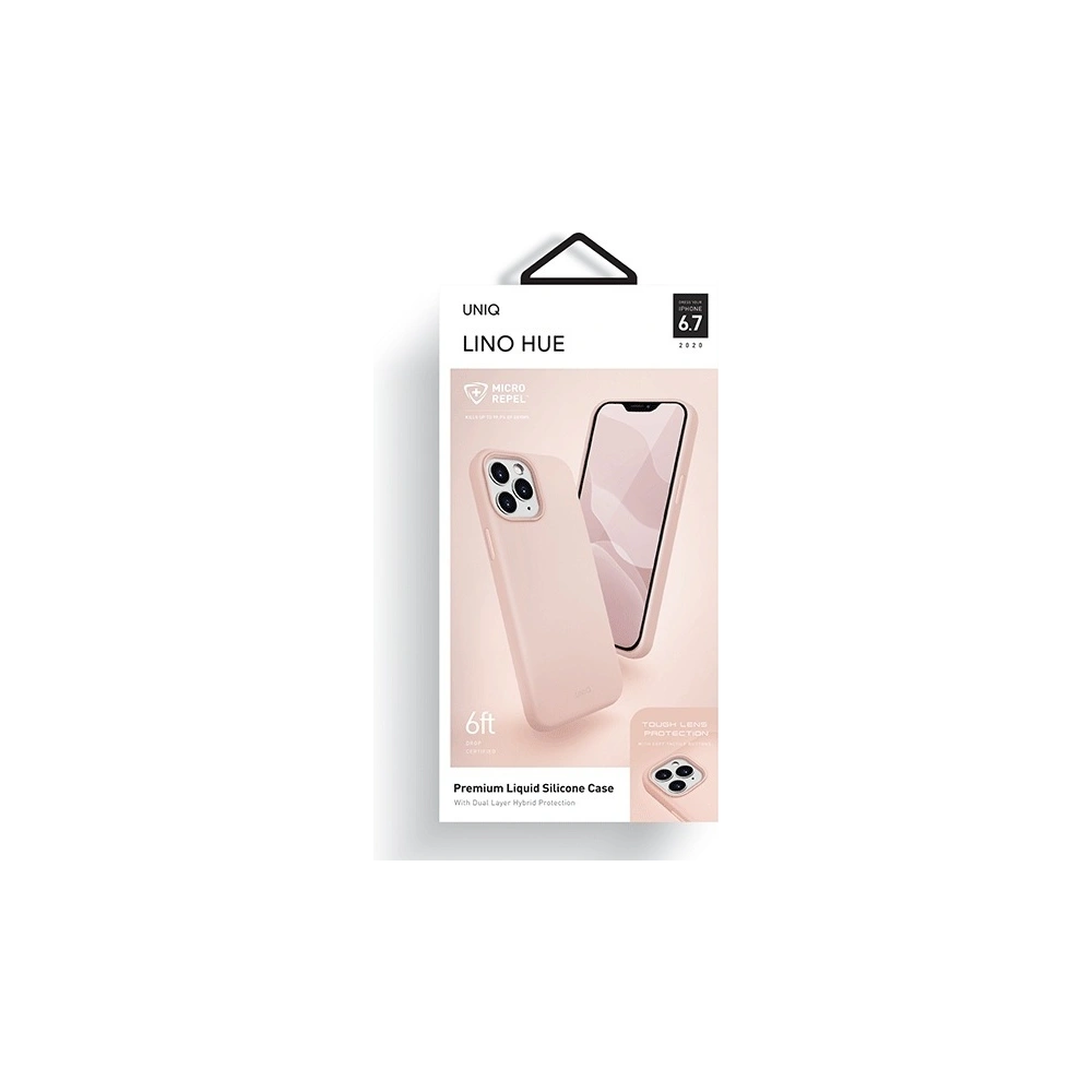 Hurtownia GSM - Etui UNIQ Lino Hue Apple iPhone 12 Pro Max różowy/blush pink Antimicrobial - UNIQ335PNK - {ean13} - Hurt