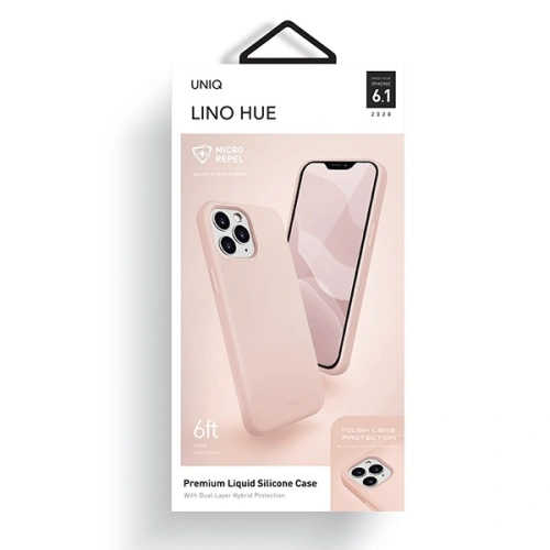 Etui UNIQ Lino Hue Apple iPhone 12/12 Pro różowy/blush pink Antimicrobial