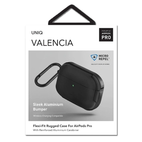 Etui UNIQ Valencia Apple AirPods Pro czarny/midnight black Antimicrobial