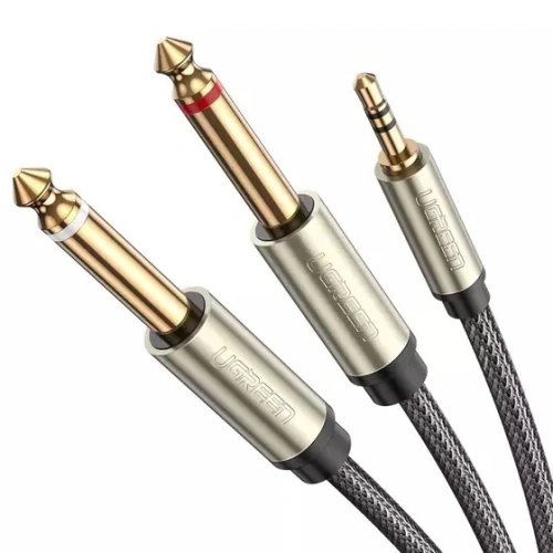 UGREEN AV126 Kabel TRS 3.5 mm do 2x TS 6.35 mm - 3m (szary)