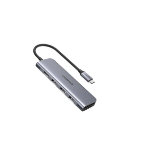 Adapter 5w1 UGREEN Hub USB-C do 3 portów USB-A 3.0 + HDMI + TF/SD (szary)