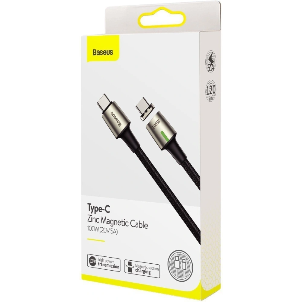 Wholesale Baseus Zinc Magnetic USB-C USB-C Cable 5A 1.2m (Black) - BSU1989BLK - {ean13} - Hurt