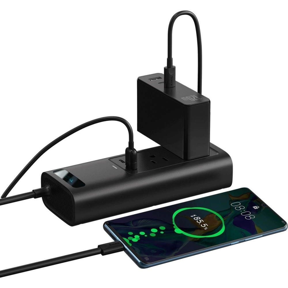 Hurtownia GSM - Inwerter samochodowy Baseus 150W, 110V, US/JP (czarny) - BSU1993BLK - {ean13} - Hurt