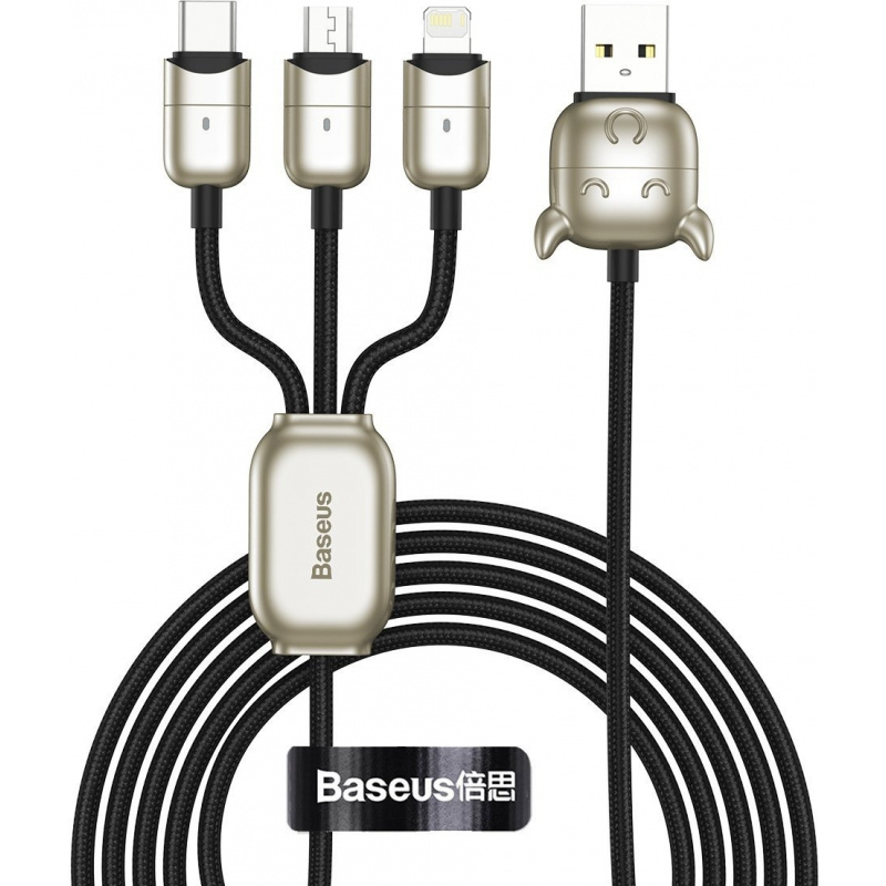 Hurtownia Baseus - 6953156232808 - BSU1995BLK - Kabel USB Baseus Year of the Ox 3w1 USB-C / Lightning / Micro 1,2m 3.5A (czarny) - B2B homescreen