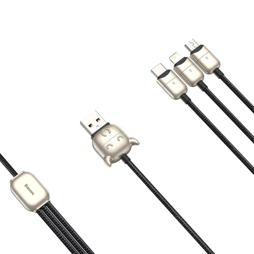 Kabel USB Baseus Year of the Ox 3w1 USB-C / Lightning / Micro 1,2m 3.5A (czarny)