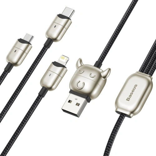 Kabel USB Baseus Year of the Ox 3w1 USB-C / Lightning / Micro 1,2m 3.5A (czarny)