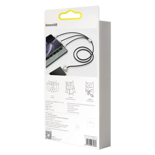 Kabel USB Baseus Year of the Ox 3w1 USB-C / Lightning / Micro 1,2m 3.5A (czarny)