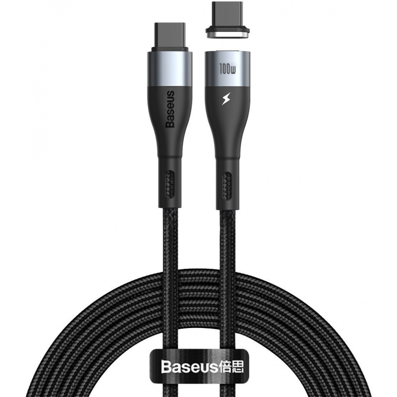 Baseus Distributor - 6953156232785 - BSU1997BLK - Baseus Zinc Magnetic USB-C - USB-C Cable 100W 1.5m (Black) - B2B homescreen