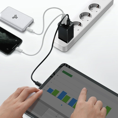 Ładowarka sieciowa Baseus GaN Pro, C+C+A, 65W, EU (czarna)