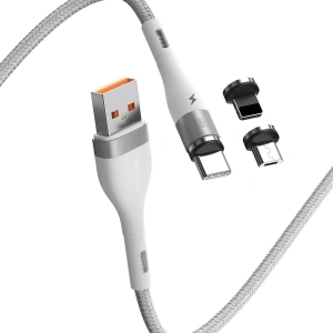 Kabel USB Baseus Fast 4w1 USB do USB-C / Lightning / Micro 3A 1m (biały)