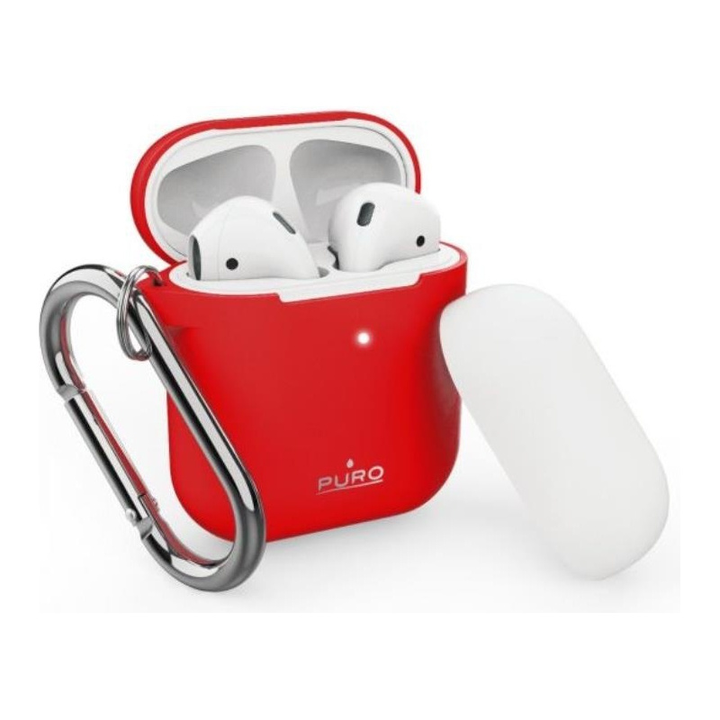 Puro Distributor - 8033830297809 - PUR376RED - PURO ICON Apple AirPods 1 & 2 with hook (Red + White Cap) - B2B homescreen