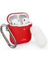 PURO ICON Apple AirPods 1 & 2 with hook (Red + White Cap)