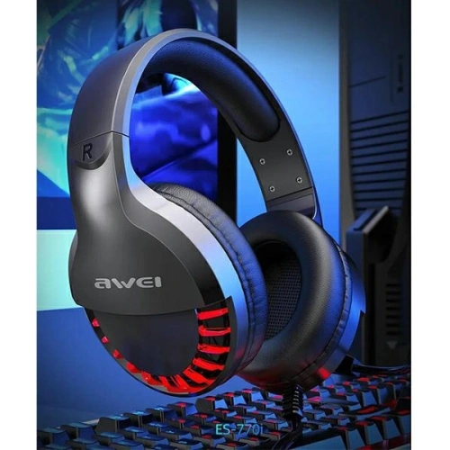 Słuchawki AWEI gaming ES-770i nauszne gamingowe z mikrofonem czarny/black