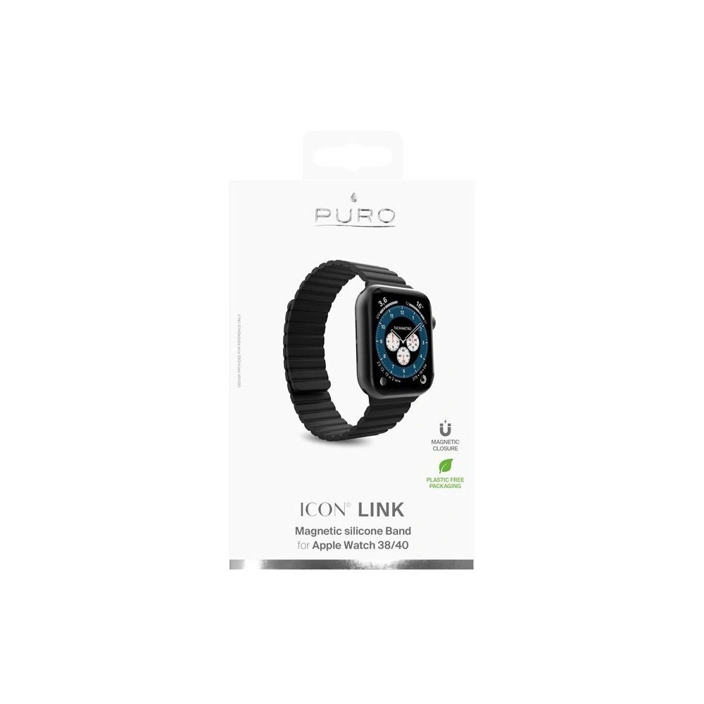 Hurtownia GSM - Magnetický pásek PURO ICON LINK Apple Watch 4/5/6/7/SE/8/9/10 40/41/42mm (S/M) (černý) - PUR378BLK - {ean13} - Hurt