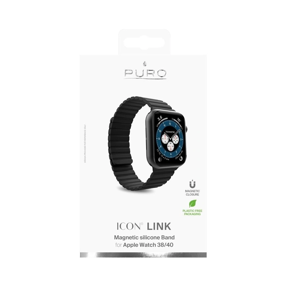 Hurtownia GSM - Magnetický pásek PURO ICON LINK Apple Watch 4/5/6/7/SE/8/9/10 40/41/42mm (S/M) (černý) - PUR378BLK - {ean13} - Hurt
