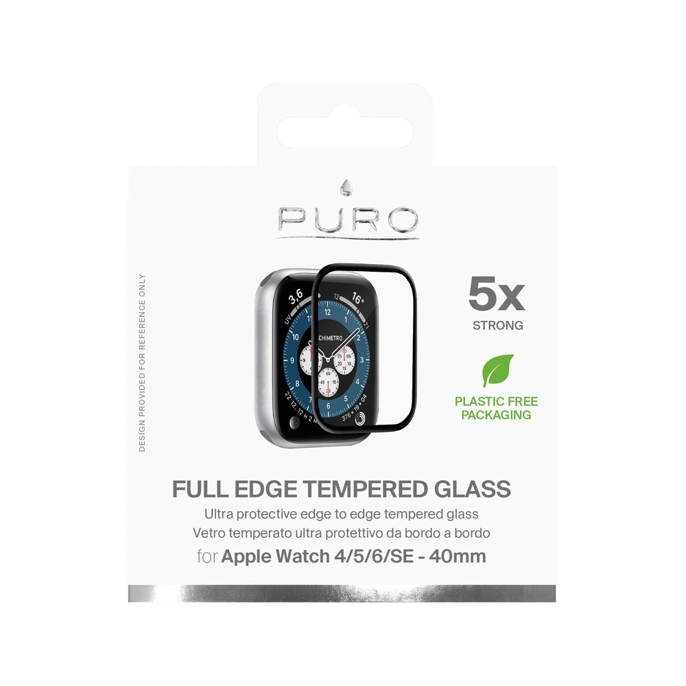 Hurtownia GSM - Gehärtetes Glas PURO Full Edge Tempered Glass Apple Watch 4/5/6/7/SE/8/9 40/41MM (schwarz) - PUR380BLK - {ean13} - Hurt