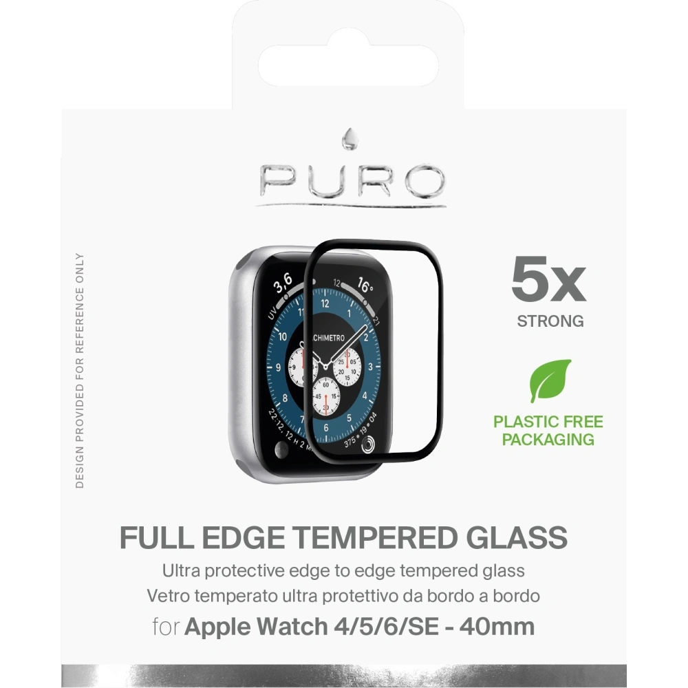 Hurtownia GSM - Gehärtetes Glas PURO Full Edge Tempered Glass Apple Watch 4/5/6/7/SE/8/9 40/41MM (schwarz) - PUR380BLK - {ean13} - Hurt