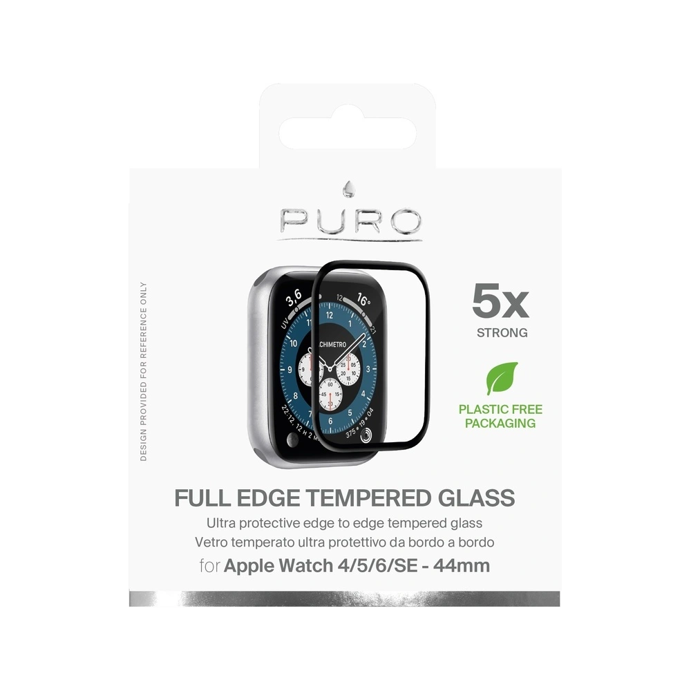 Hurtownia GSM - Sticlă securizată PURO Full Edge Tempered Glass Apple Watch 4/5/6/7/8/9/SE 44/45mm (negru) - PUR381BLK - {ean13} - Hurt