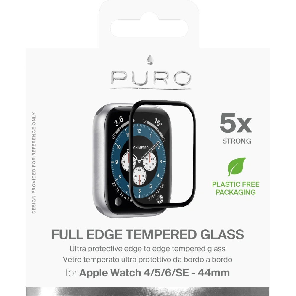Hurtownia GSM - Sticlă securizată PURO Full Edge Tempered Glass Apple Watch 4/5/6/7/8/9/SE 44/45mm (negru) - PUR381BLK - {ean13} - Hurt