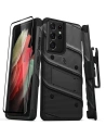 Hurtownia GSM - Pancerne etui Zizo Bolt Cover Samsung Galaxy S21 Ultra ze szkłem 9H na ekran + podstawka & uchwyt do paska (czarny) - ZIZ068BLK - {ean13} - Hurt