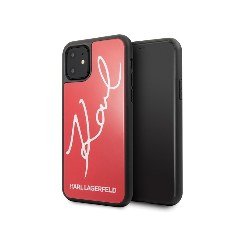 Karl Lagerfeld Distributor - 3700740467572 - KLD440RED - Karl Lagerfeld KLHCN61DLKSRE Apple iPhone 11 red hard case Signature Glitter - B2B homescreen