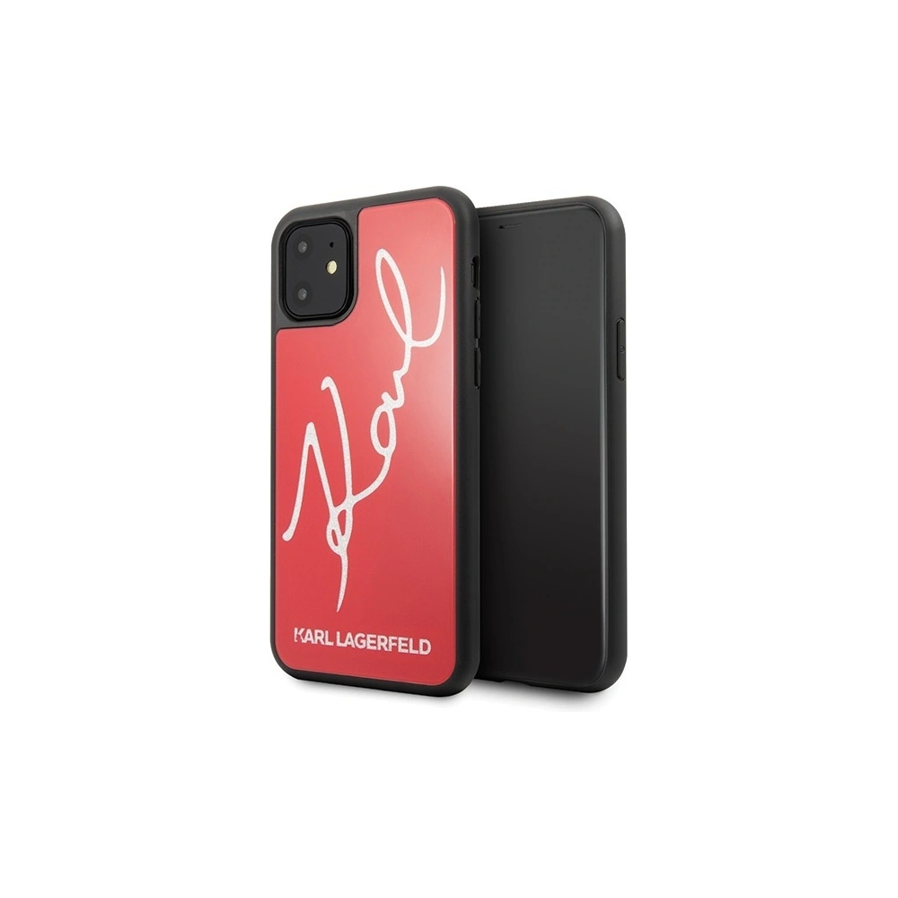 Wholesale Karl Lagerfeld KLHCN61DLKSRE Apple iPhone 11 red hard case Signature Glitter - KLD440RED - {ean13} - Hurt