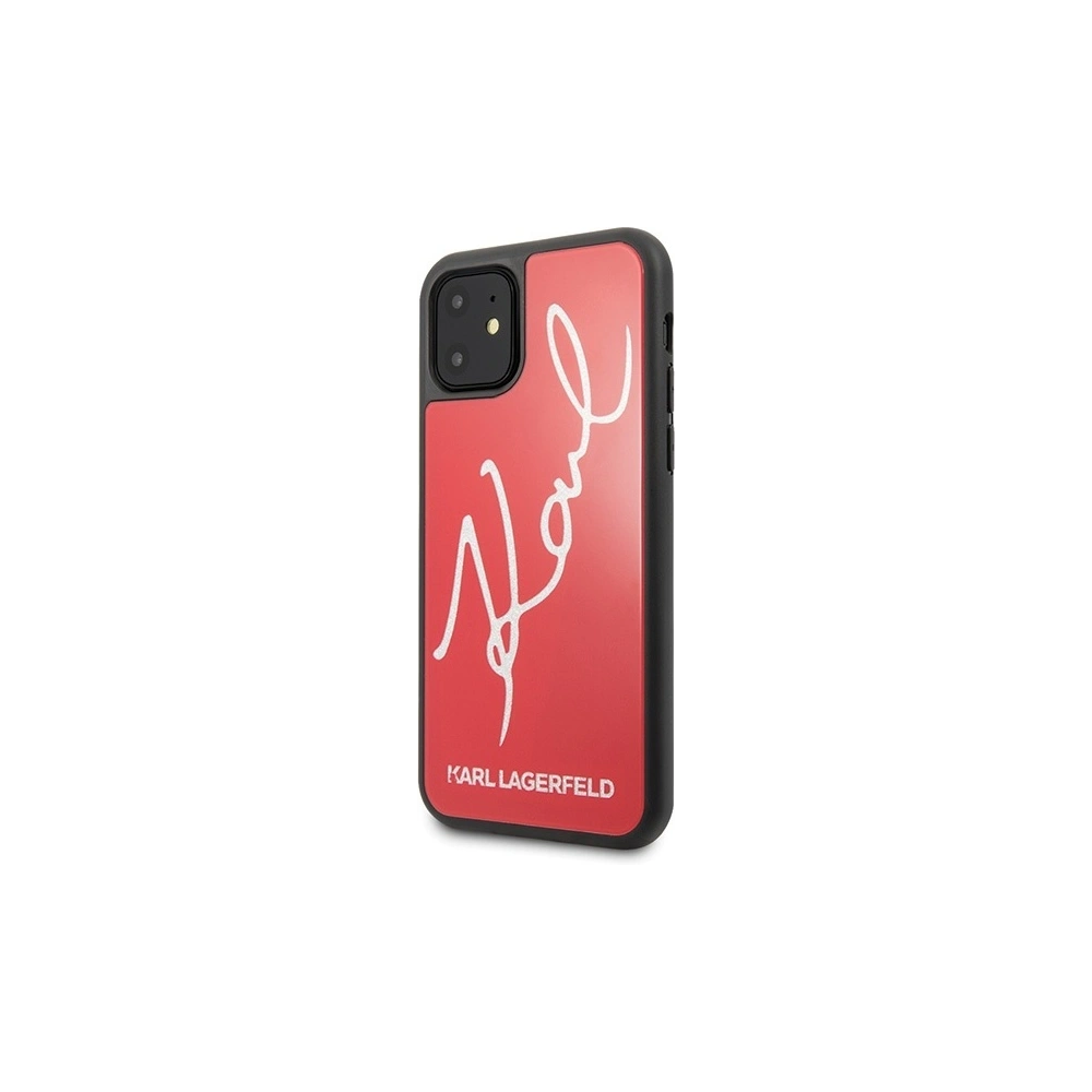 Wholesale Karl Lagerfeld KLHCN61DLKSRE Apple iPhone 11 red hard case Signature Glitter - KLD440RED - {ean13} - Hurt
