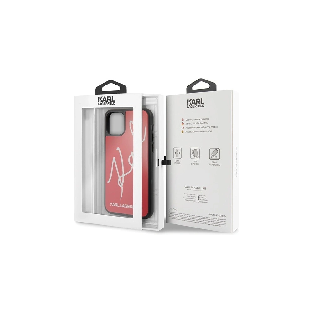 Wholesale Karl Lagerfeld KLHCN61DLKSRE Apple iPhone 11 red hard case Signature Glitter - KLD440RED - {ean13} - Hurt
