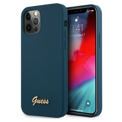 Etui Guess GUHCP12LLSLMGBL Apple iPhone 12 Pro Max niebieski/blue hardcase Metal Logo Script