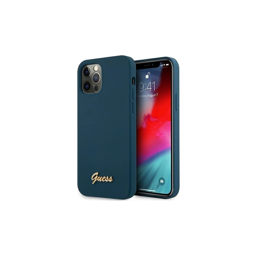Hurtownia GSM - Etui Guess GUHCP12LLSLMGBL Apple iPhone 12 Pro Max niebieski/blue hardcase Metal Logo Script - GUE831BLU - {ean13} - Hurt