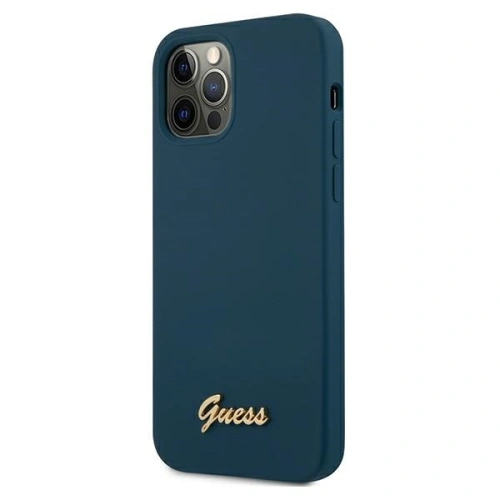 Etui Guess GUHCP12LLSLMGBL Apple iPhone 12 Pro Max niebieski/blue hardcase Metal Logo Script